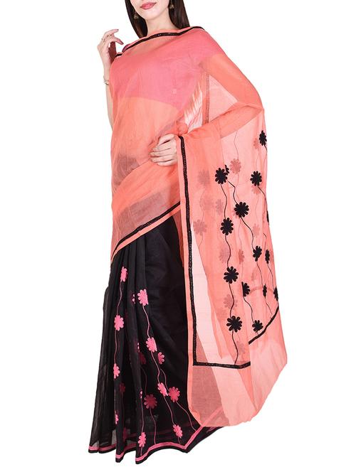 peach kota cotton half & half saree with blouse - 14953508 - Very Small Image - 1