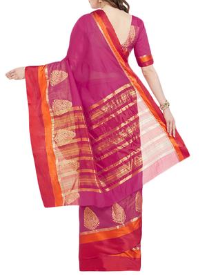 magenta cotton silk woven saree with blouse - 14954358 - Standard Image - 2