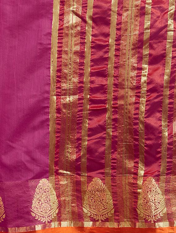 magenta cotton silk woven saree with blouse - 14954358 - Zoom Image - 5