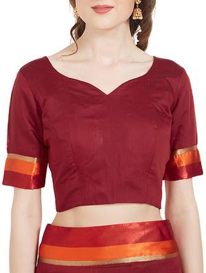 maroon cotton silk woven saree with blouse - 14954359 - Standard Image - 4