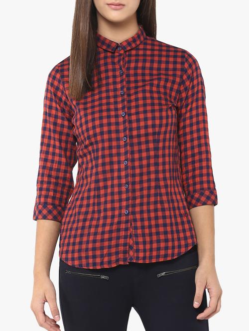red cotton checkered shirt - 14954877 - Standard Image - 1
