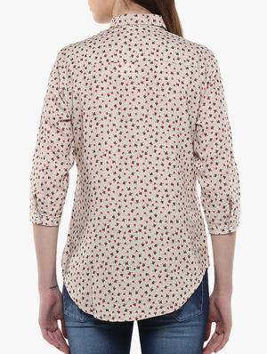 beige floral linen shirt - 14954907 - Standard Image - 3