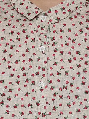 beige floral linen shirt - 14954907 - Standard Image - 5
