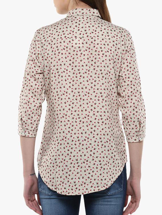 beige floral linen shirt - 14954907 - Zoom Image - 3