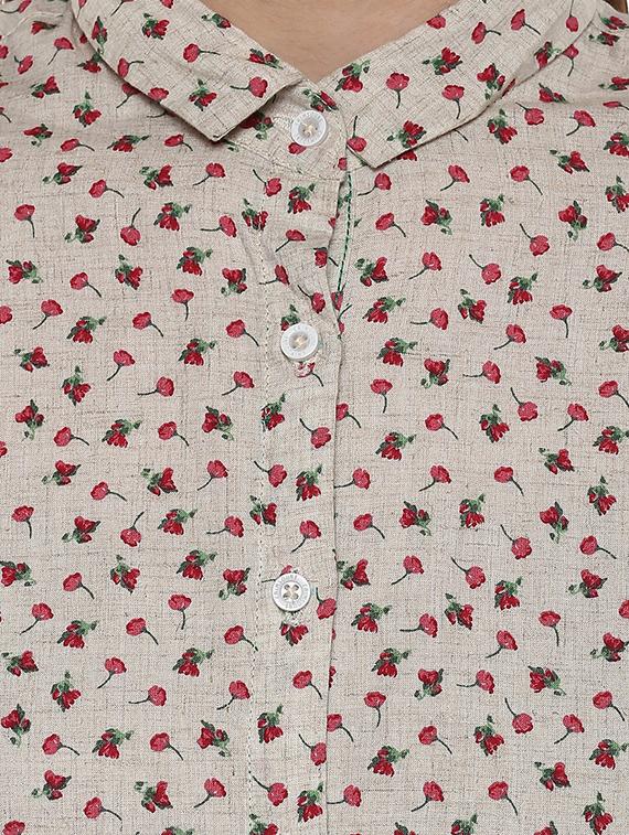 beige floral linen shirt - 14954907 - Zoom Image - 5