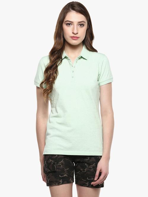 solid green polo neck tee - 14954944 - Standard Image - 1