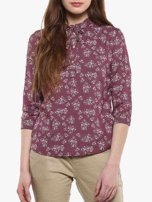 maroon modal printed tunic - 14954982 - Standard Image - 1