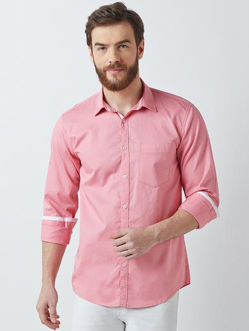 pink solid casual shirt - 14955104 - Standard Image - 1