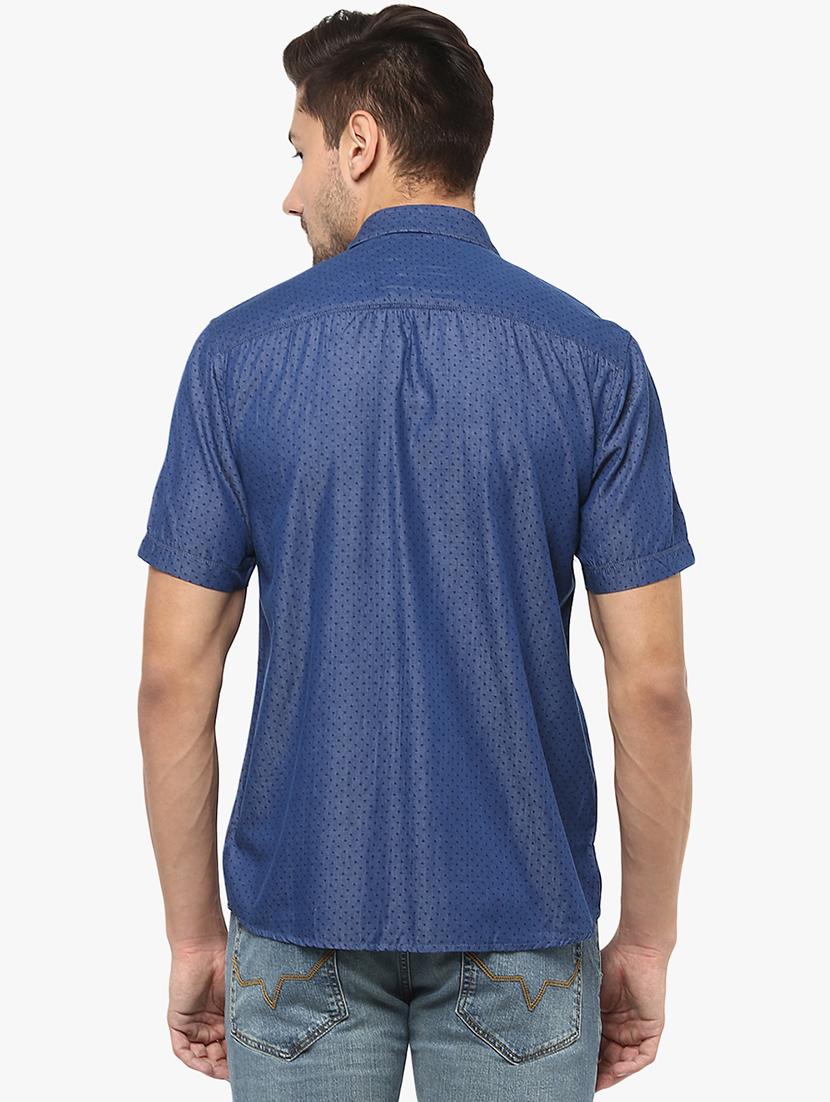blue cotton casual shirt - 14955181 - Zoom Image - 3