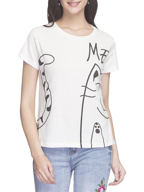 white printed cotton tee - 14956363 - Standard Image - 1