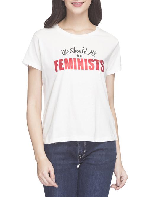 white printed casual tee - 14956372 - Standard Image - 1