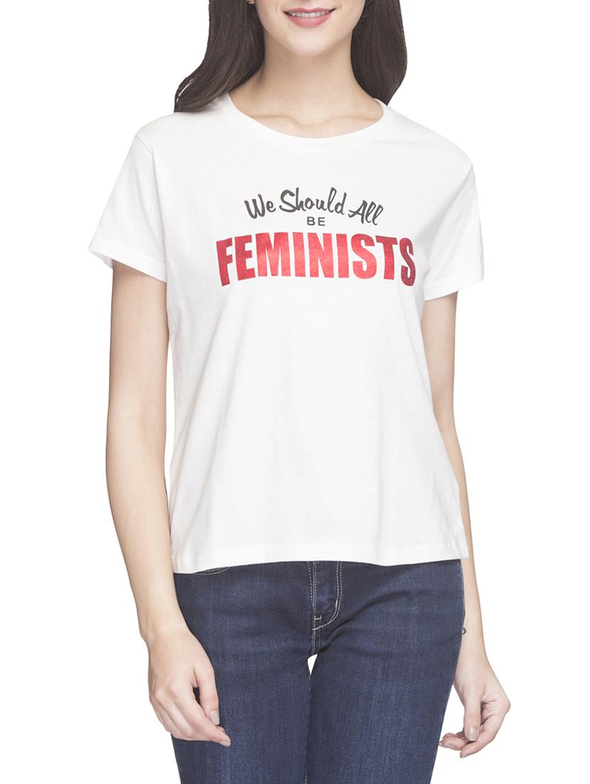 white printed casual tee - 14956372 - Zoom Image - 1