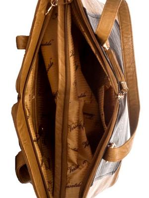 beige leatherette(pu) regular handbag - 14956656 - Standard Image - 3