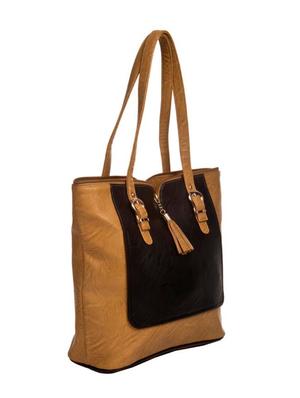 beige leatherette(pu) regular handbag - 14956656 - Standard Image - 4