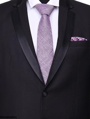 purple silk tie with pocketsquare - 14960122 - Standard Image - 2