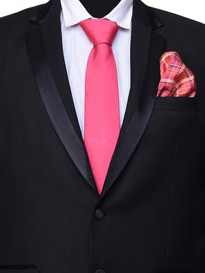 pink silk tie with pocketsquare - 14960137 - Standard Image - 2