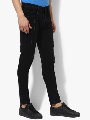black cotton blend ripped jeans - 14961743 - Standard Image - 2