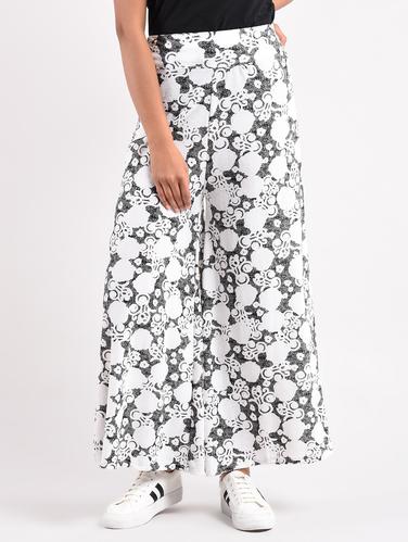 white printed georgette palazzo - 14961923 - Very Small Image - 1