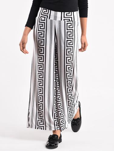 white printed rayon palazzo - 14961932 - Very Small Image - 1