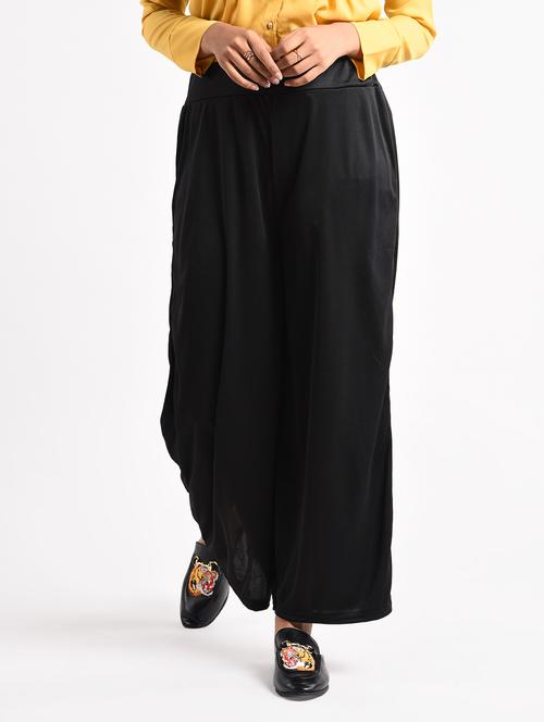black solid rayon palazzo - 14961941 - Standard Image - 1