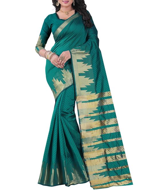 green georgette woven saree with blouse - 14962394 - Standard Image - 1