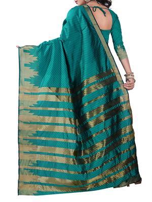 green georgette woven saree with blouse - 14962394 - Standard Image - 2