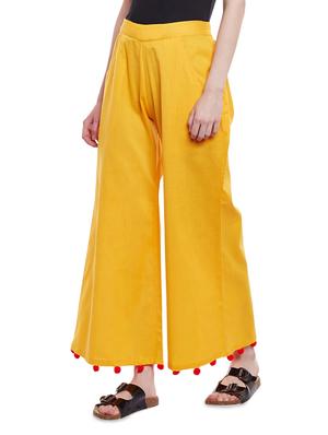 yellow solid cotton palazzo - 14962854 - Standard Image - 2