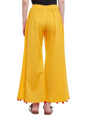 yellow solid cotton palazzo - 14962854 - Standard Image - 3