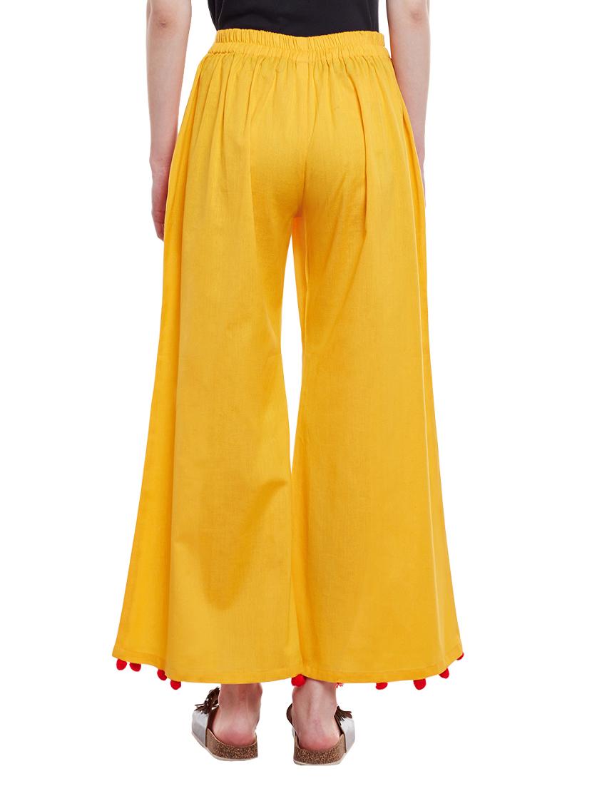 yellow solid cotton palazzo - 14962854 - Zoom Image - 3