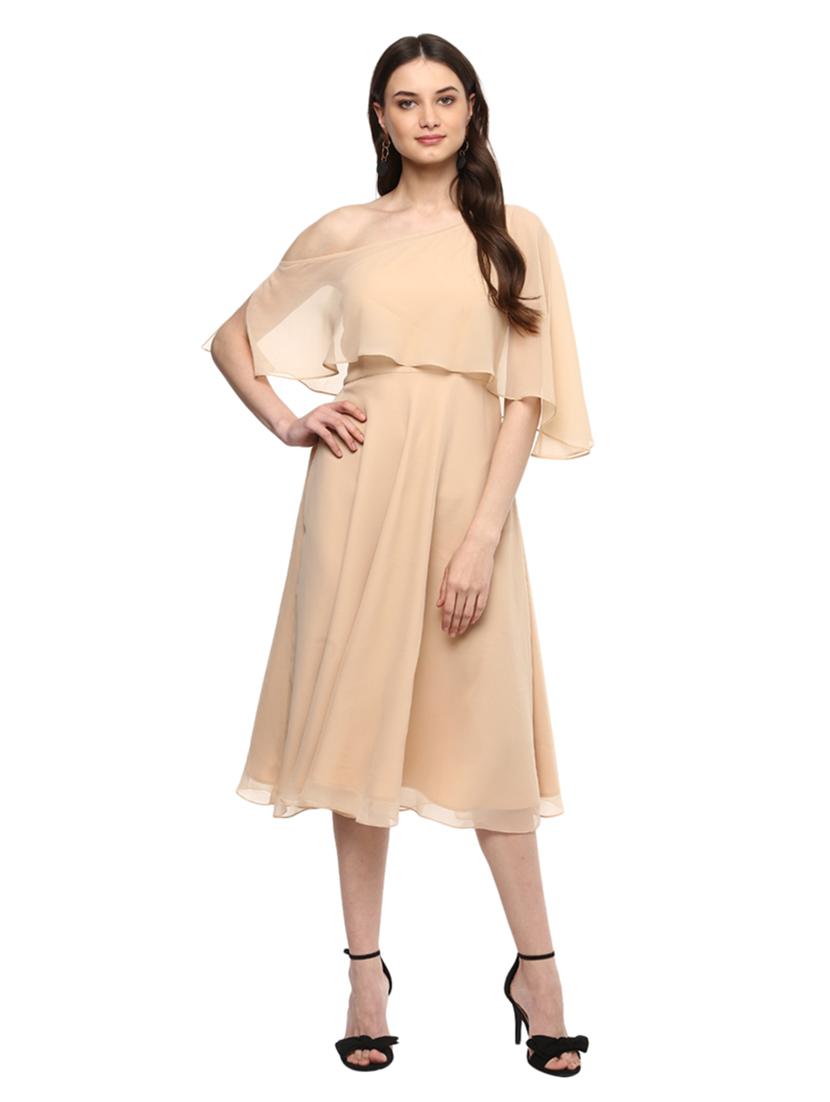 beige single shoulder dress - 14962975 - Zoom Image - 1