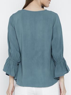 blue rayon embroidered top - 14963122 - Standard Image - 3