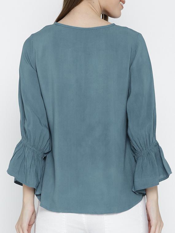 blue rayon embroidered top - 14963122 - Zoom Image - 3