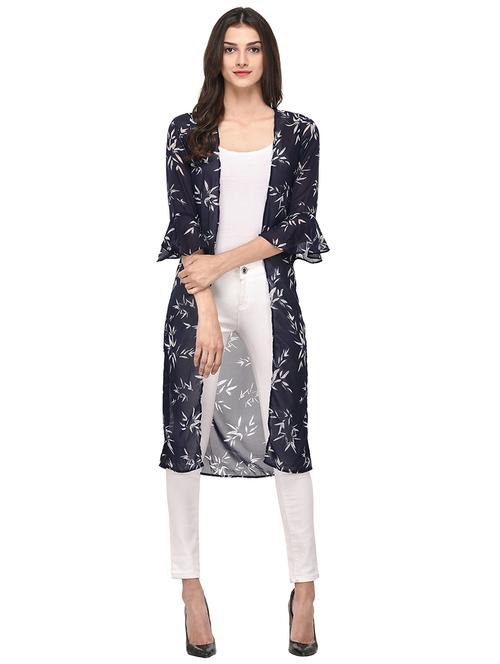 navy blue printed shrug - 14963885 - Standard Image - 1