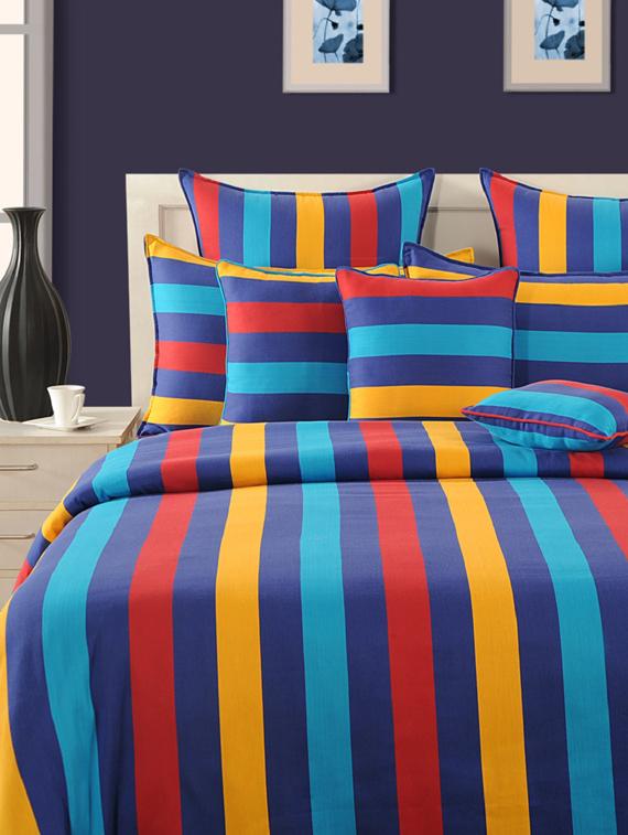 Stripes Single Bed Sheet with 1 Pillow Cover - 14963977 - Zoom Image - 1