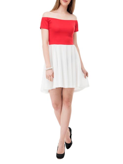 red hosery fit & flare dress - 14964121 - Standard Image - 1