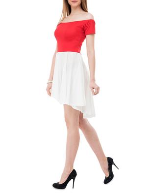 red hosery fit & flare dress - 14964121 - Standard Image - 2