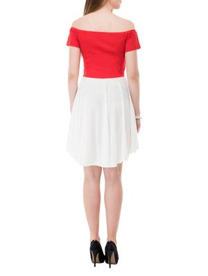red hosery fit & flare dress - 14964121 - Standard Image - 3