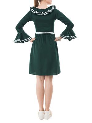 green solid crepe fit & flare dress - 14964140 - Standard Image - 3