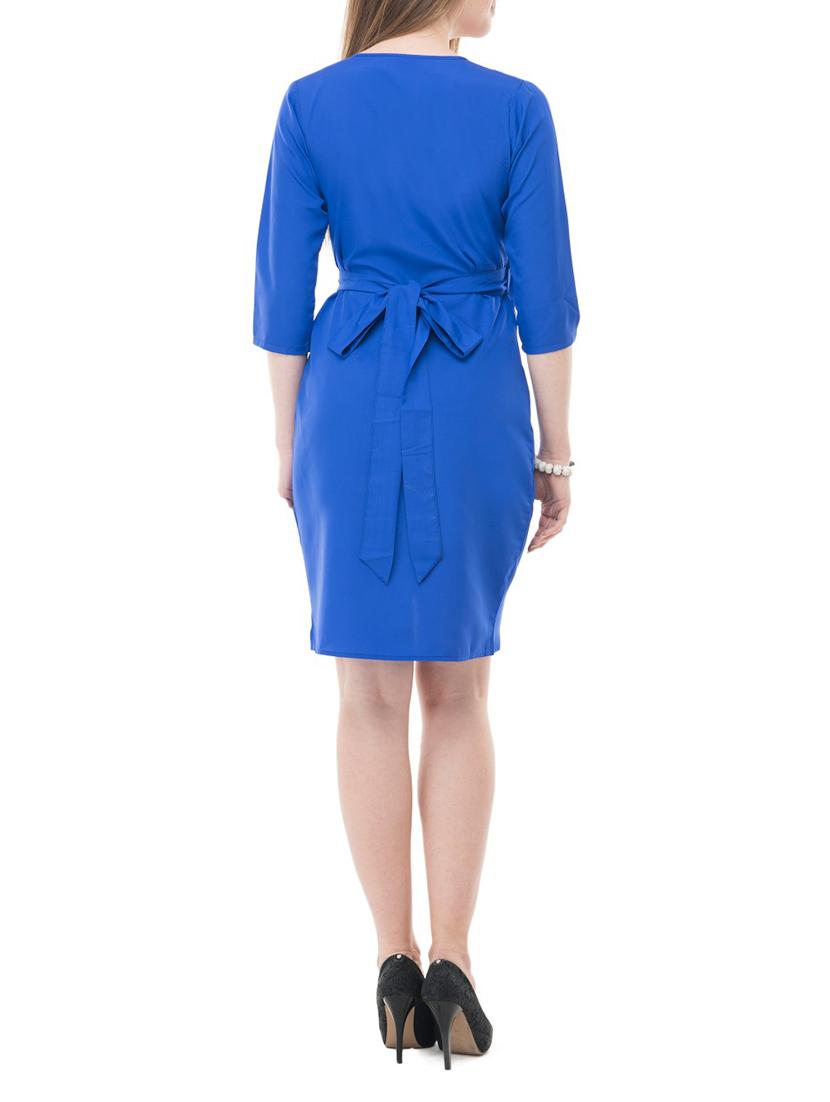 solid blue wrap dress - 14964169 - Zoom Image - 3