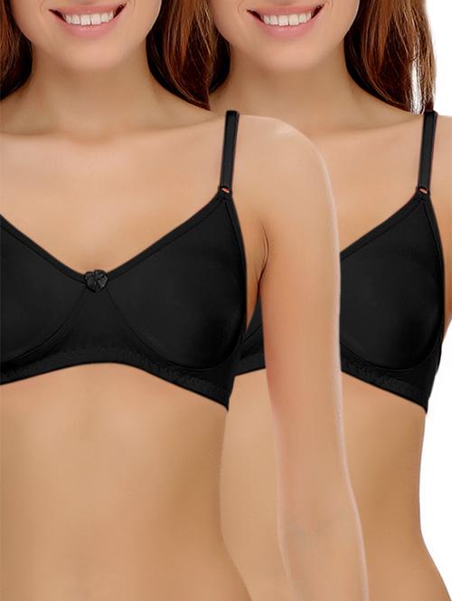 set of 2 black cotton t-shirt bra - 14964756 - Standard Image - 1
