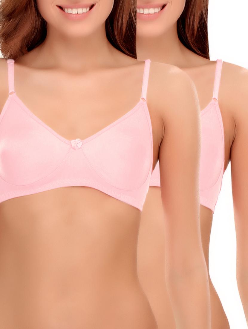 set of 2 pink solid cotton t-shirt bras - 14964763 - Zoom Image - 1