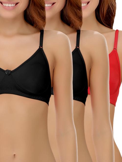 set of 3 bow patch solid bra - 14964771 - Standard Image - 1