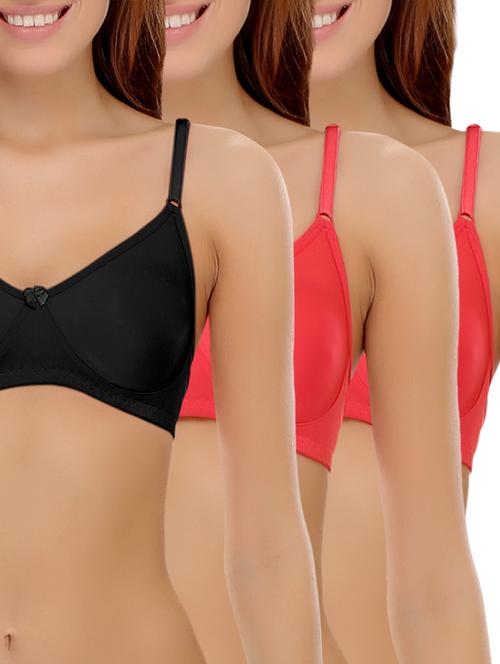 set of 3 bow patch solid bras - 14964781 - Very Small Image - 1