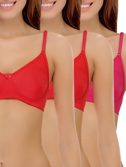 set of 3 bow patch solid bras - 14964785 - Standard Image - 1