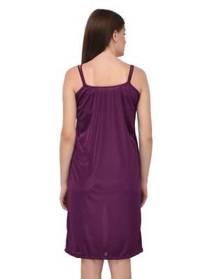 purple satin sleepshirt with bra panty set - 14964858 - Standard Image - 3