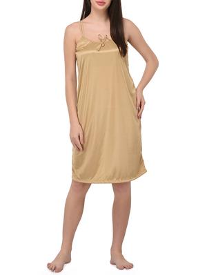 beige solid satin nightwear set - 14964861 - Standard Image - 2