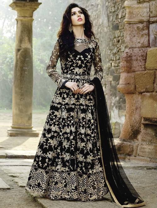 black net flared suits semistitched suit - 14965275 - Standard Image - 1
