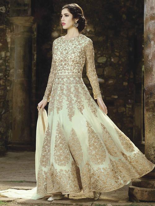 green anarkali suits semi-stitched suit - 14965278 - Standard Image - 1