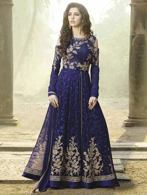 blue anarkali suits semi-stitched suit - 14965281 - Standard Image - 1