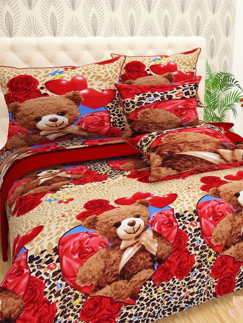 Cartoon Print Polycotton Double bedsheet With 2 Pillow Covers - 14965520 - Standard Image - 1